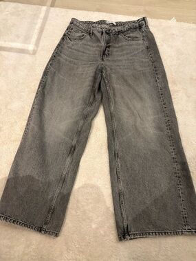 Zara Women's Wide-Leg Flare Jeans - Faded Black Gray